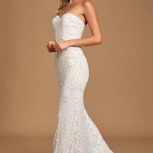 Wedding Dress Lulus Olivia White Sequin Strapless Maxi Dress